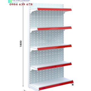 Kệ siêu thị đơn tôn đục lỗ cao 1.8m x dài 0.9m