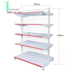 Kệ siêu thị đôi lưng lưới cao 1.8m x dài 1.2m